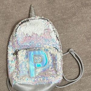 Justice sequin Silver mini Backpack